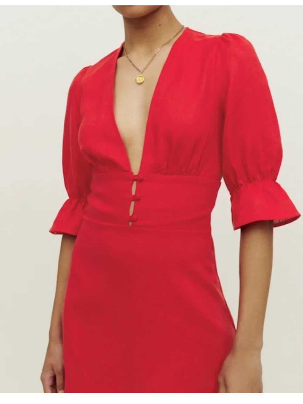Reformation Red cherry simi linen dress